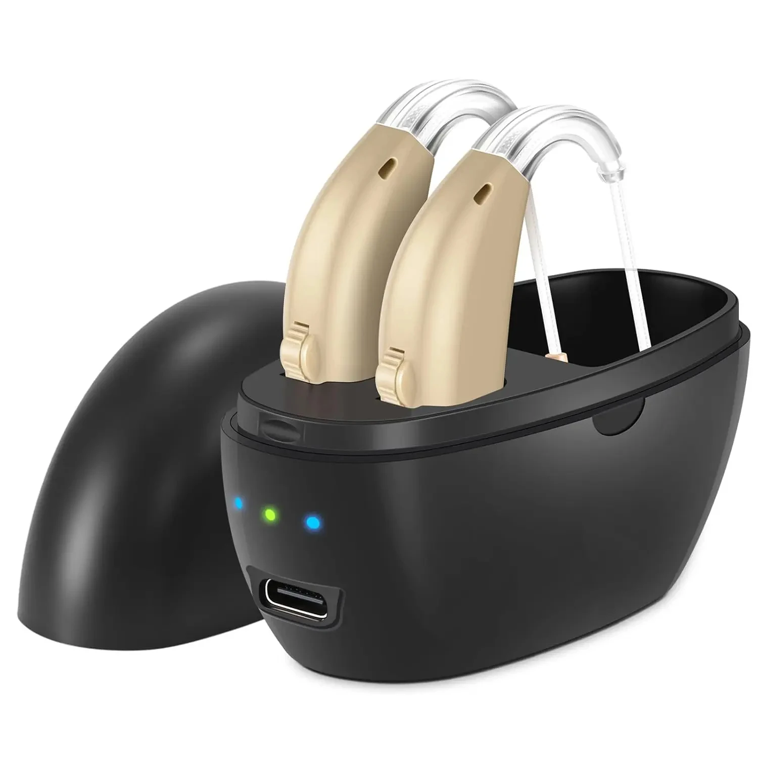 Hearing Aid Digital Rechargeable Noise Cancelling 5-Level Volume Clear Sound Seniors Charging Case