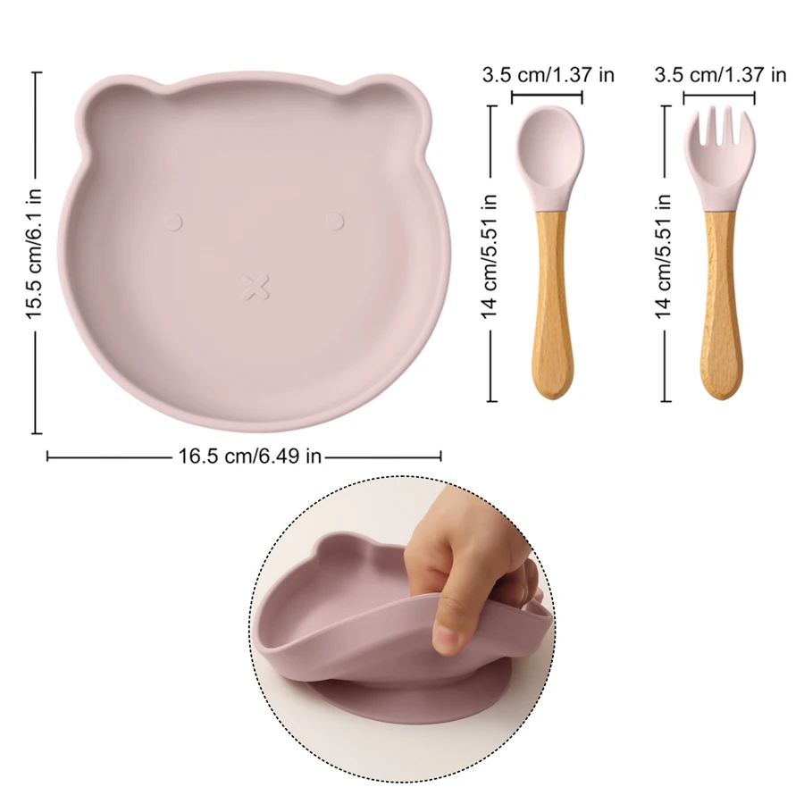 Dropshipping Silicone Baby Feeding Dishes Tableware For Kids Children Sucker Dishes Plate Toddle Training Spoon Baby Stuff 4