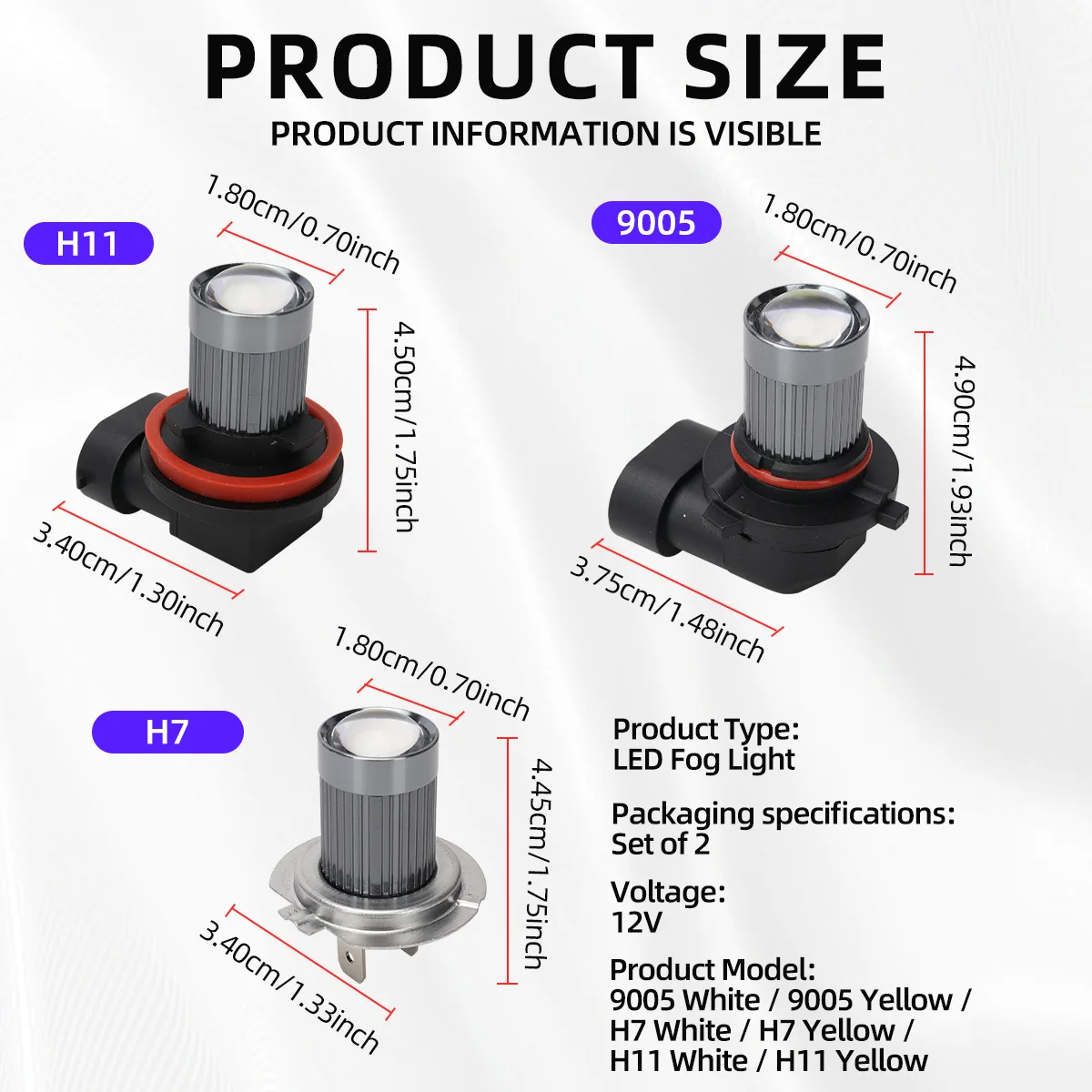 2개입 H11 자동차 안개등 H7 LED 9005 9006 프로젝터 미니 렌즈 3000K 앰버 6000K 화이트 안개등 전구 초고휘도 LED DRL 12V