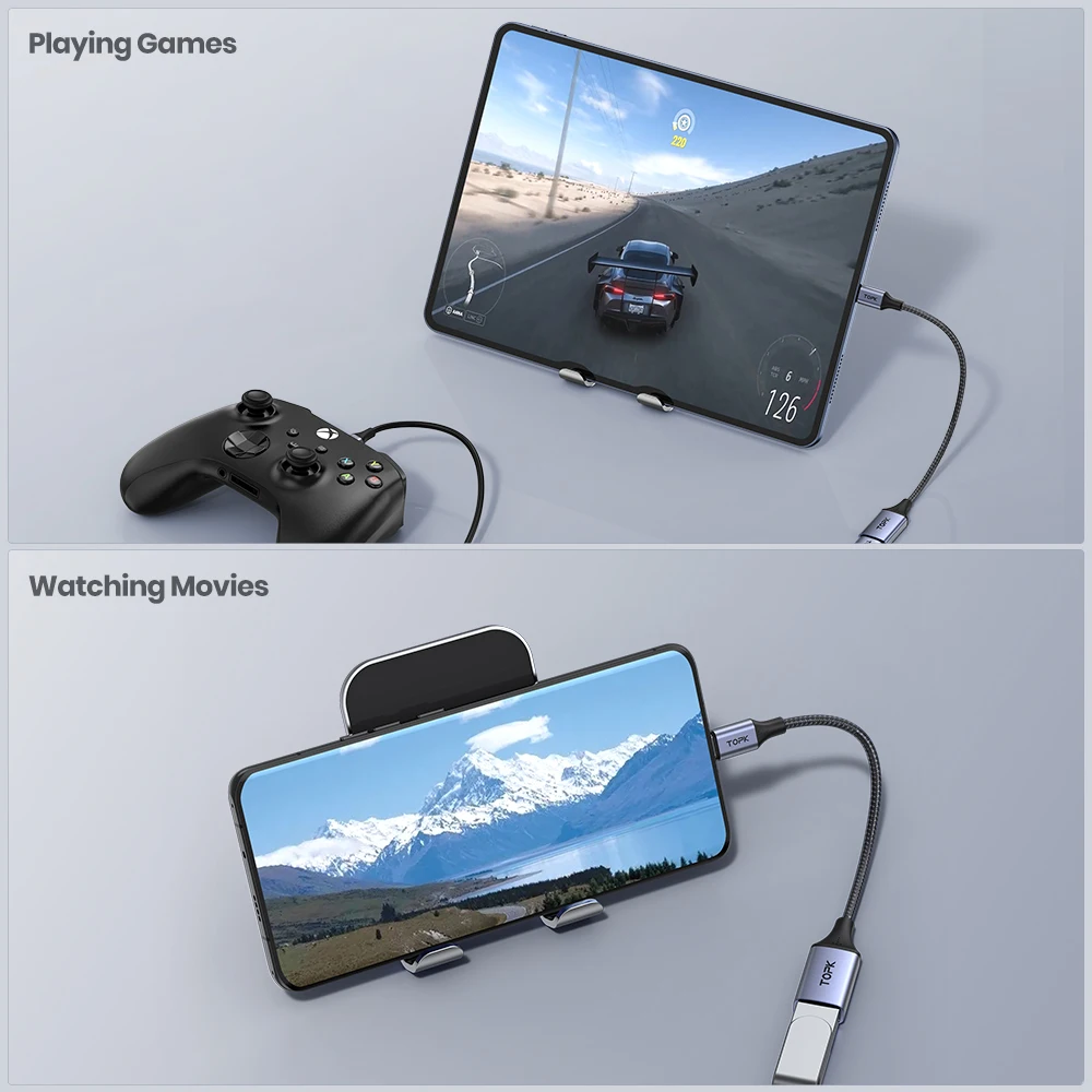 TOPK A10 USB C - USB A 어댑터 OTG 케이블 C타입(수) - USB 2.0 A타입(암) 케이블 어댑터 (맥북 프로, 삼성 타입C 어댑터 호환)