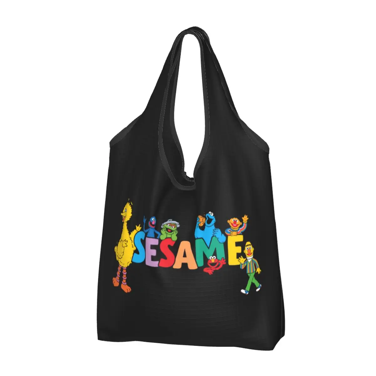 

Sesame Street Furry Friends Since 1969 Shopping Bags Reusable Grocery Eco Bags Large Capacity Recycling Bags Washable Handbag