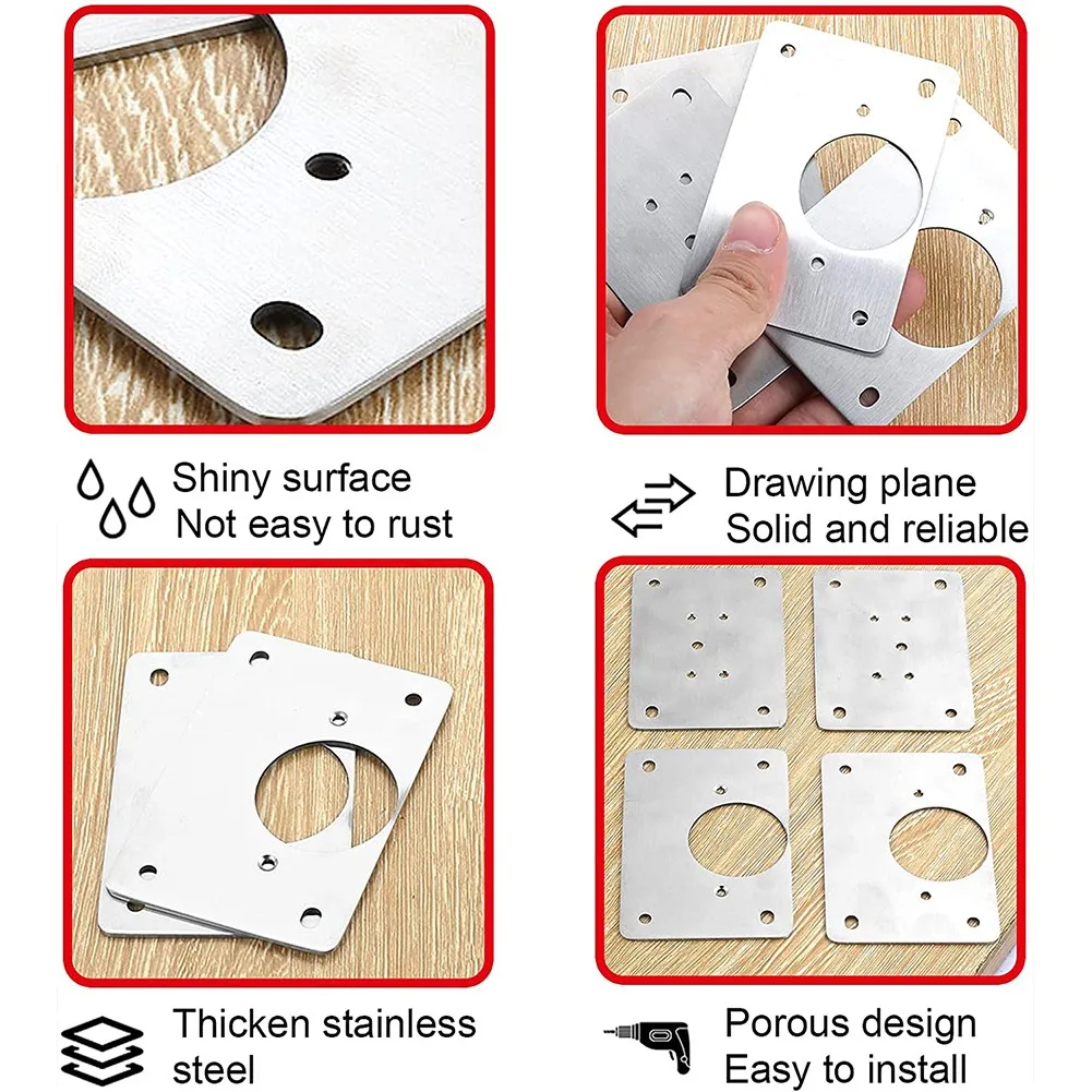 1/2/4/10Pcs Hinge Repair Plate Cabinet Furniture Drawer Table Repair Mount Tool Hardware Stainless Steel Hinge Fixing Plate hinge repair plate