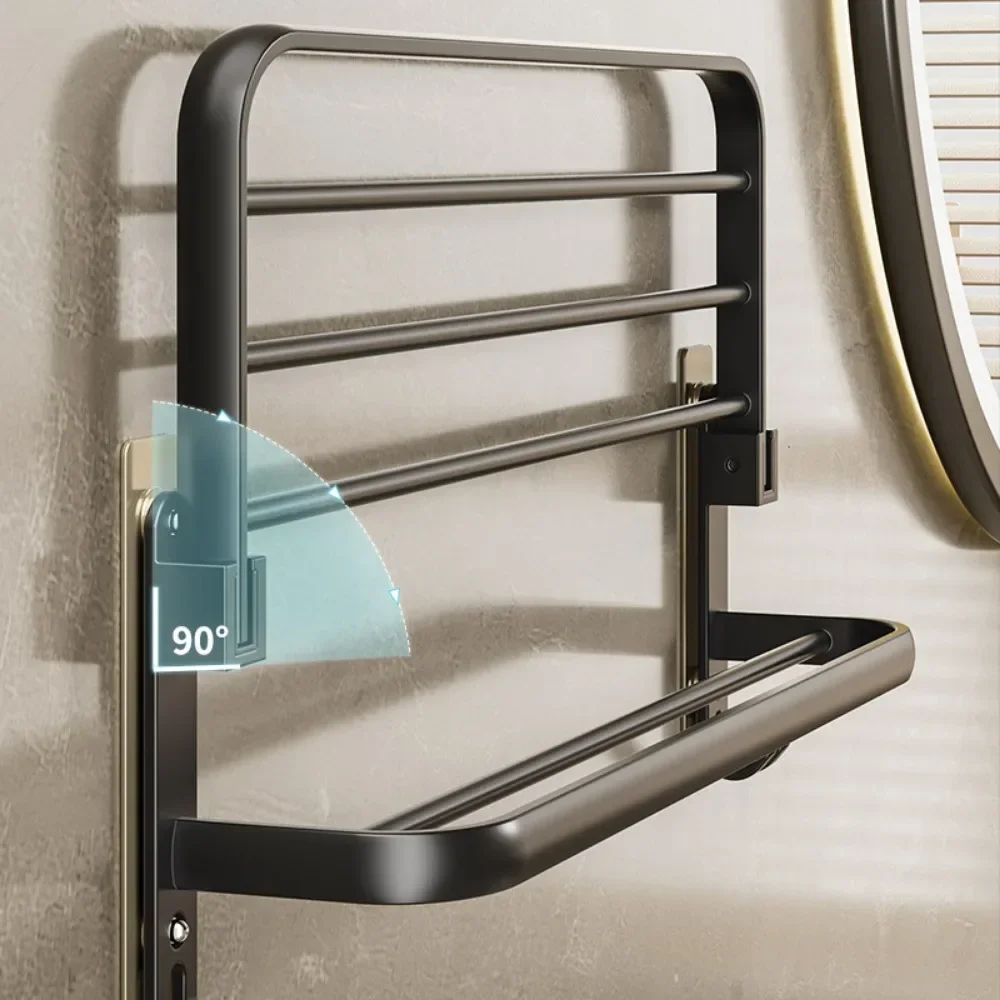 Towel Rack 40-60 CM Folding Holder Bathroom Accessories Bath Wall Sticker Rail Shower Hanger With Hook Black Bar Aluminum Shelf storage rack towel rack towel holder bathroom hardware set