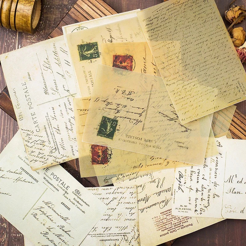 16 개/갑/팩 빈티지 신문 편지 Scrapbooking을위한 Vellum 종이 팩 해피 플래너 카드 정크 저널 프로젝트 만들기