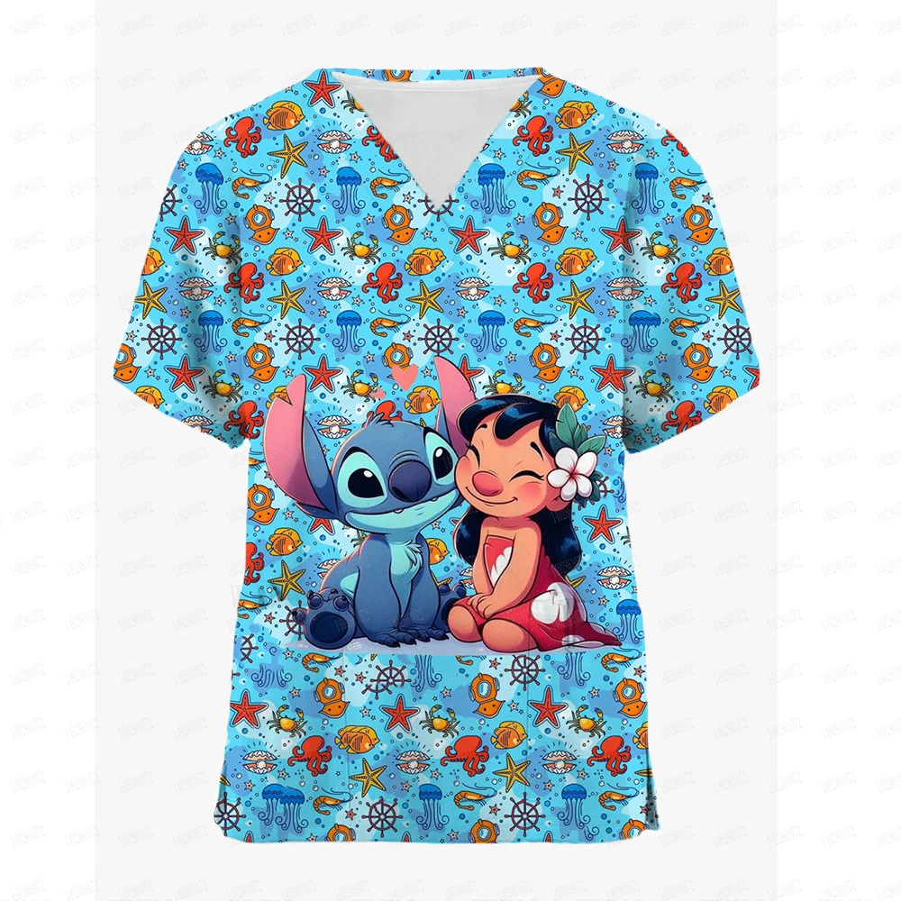 Accesorios de enfermera esmerilados para mujer de Disney Mickey Mouse, uniforme médico de corte ajustado, ropa de trabajo clínica dental para hospital y cirugía