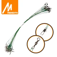 MEREDITH Anti Bite Steel Fishing Line 15cm-30cm Steel Wire Leader With Swivel Fishing Accessory Lead Core Leash Fishing Wire 1