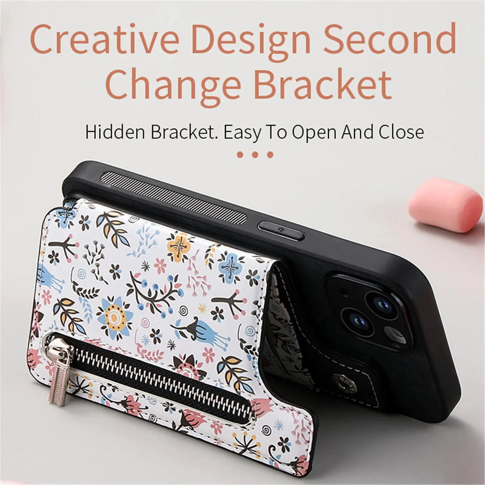 iPhoneアクセサリー iPhone 15Pro Max Phone Case 3 Card Zipper Cards Slot Wallet Case For iPhone 15 Pro Max 14 Plus
