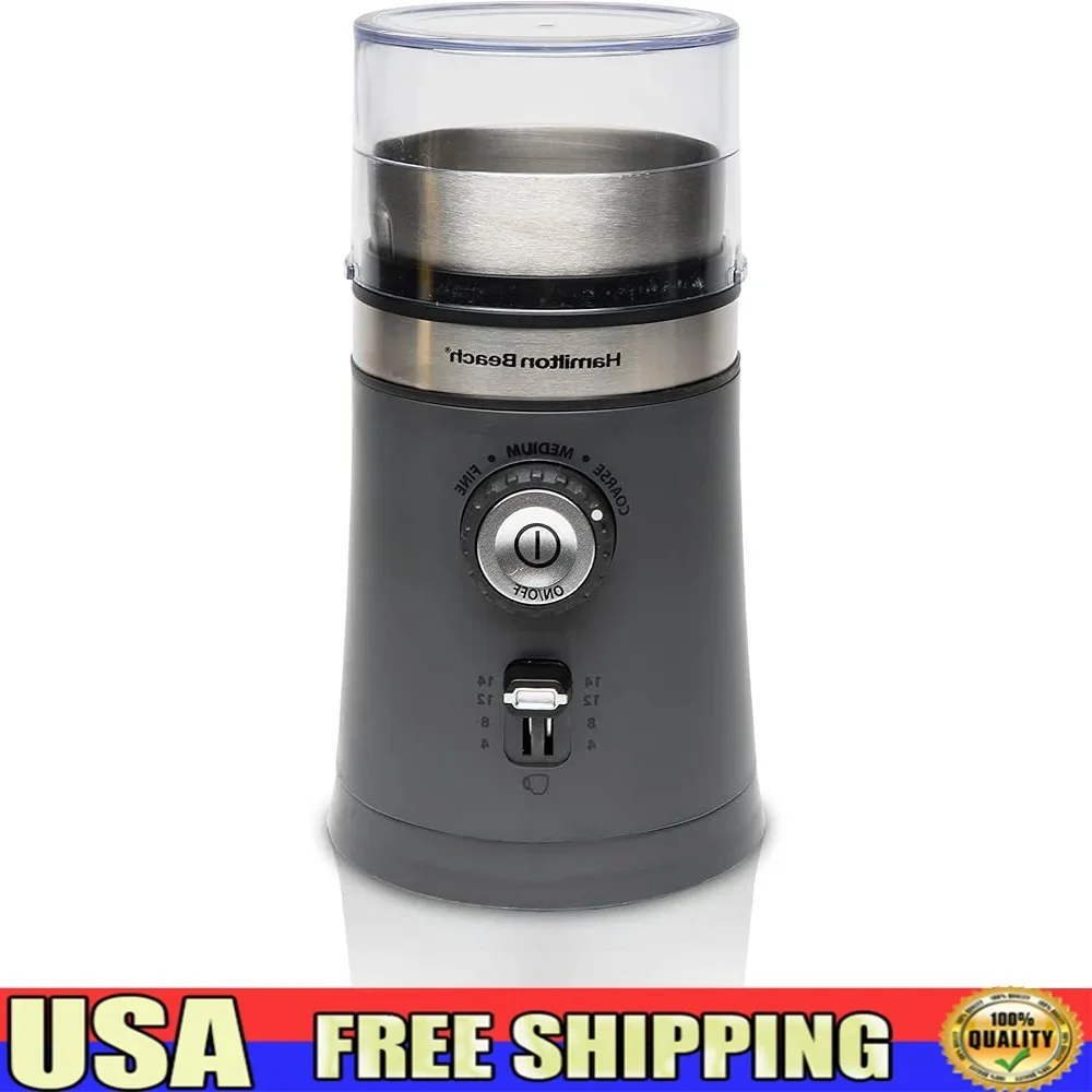 Electric Coffee Grinder Automatic Grinding Machine Adjustable Settings Beans Spices Hands-Free Operation 4 to 14 Cups Removable
