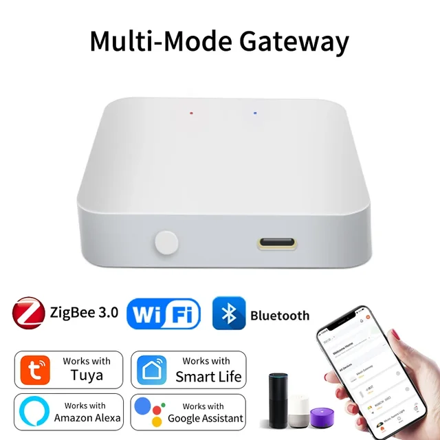 Tuya Smart Multi Mode Gateway Bluetooth/ZigBee WiFi Hub Bridge Smart Home Control Smart Life APP Voice Control Alexa Google Home