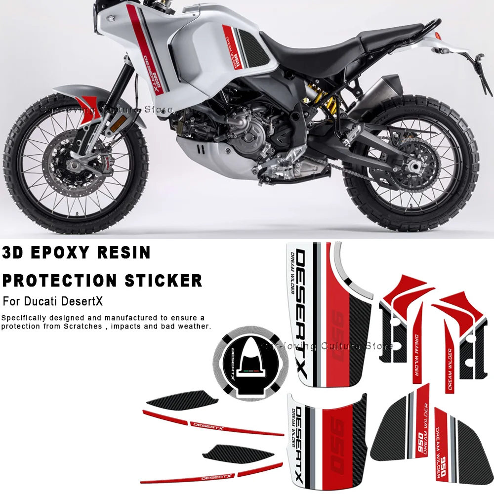 

For Ducati DesertX Desert X Accessories Motorcycle 3D Gel Epoxy Resin Sticker Tank Pad Protection Kit