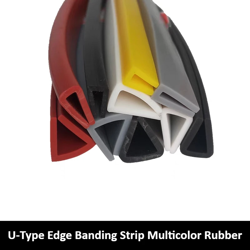 Silicone U-Type Edge Banding Strip Multicolor Rubber Car Door Protector Sealing Bar For Glass Metal Panel Anti-Collision 1/3/5M