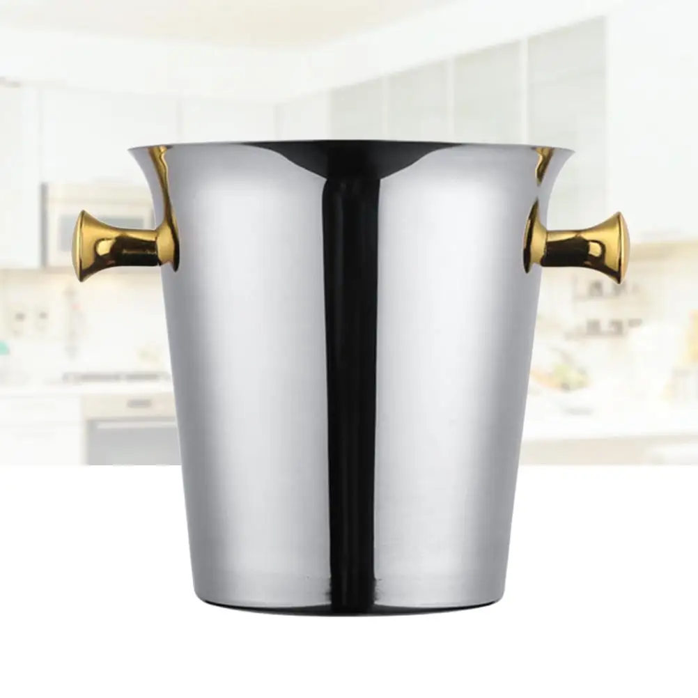 Ice Bucket Container for Bar Beer Buckets Round Cooling Stainless Steel