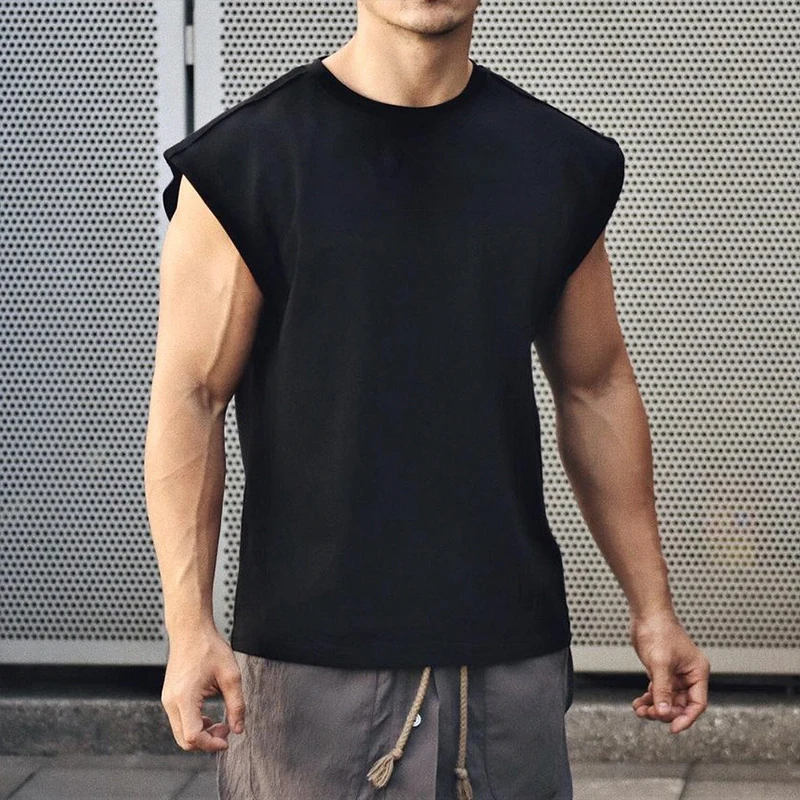 Men Bodybuilding Shirts Sleeveless O-Neck Tee Tops Clothing Summer Workout  Fitness T-Shirt Broad Shoulder Casual Loose Tank Top - AliExpress