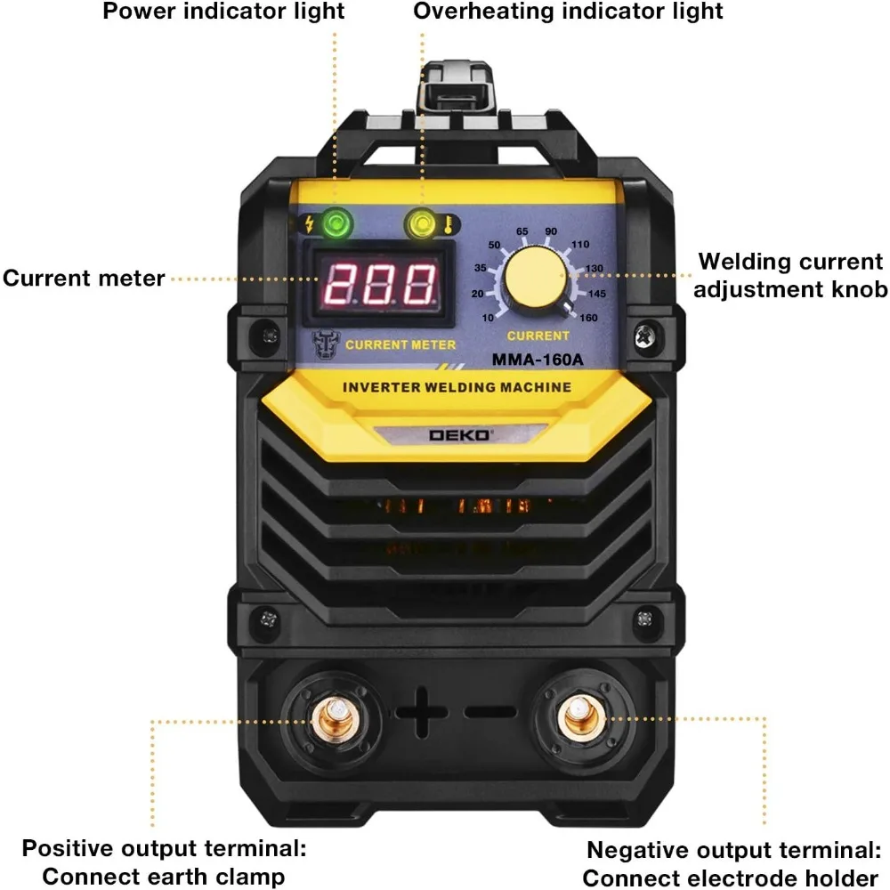 110/220V MMA Welder,160A ARC Welder Machine IGBT Digital Display LCD Hot Start Welder with Electrode Holder,Work Clamp
