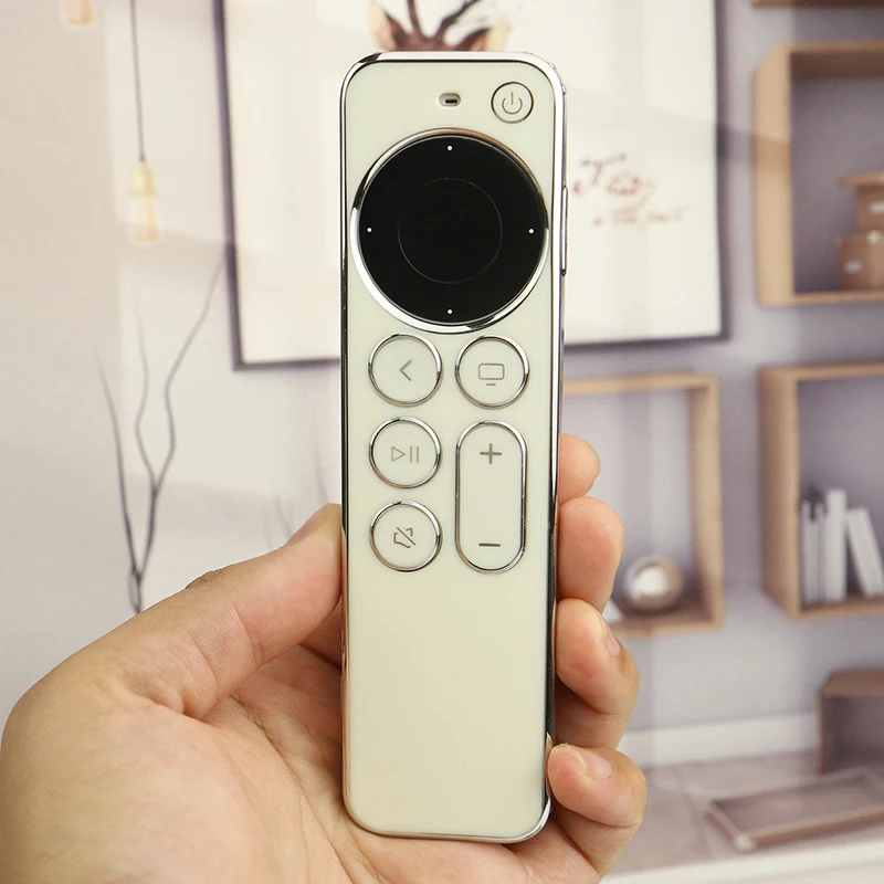 TPU Silver Edge Case Compatible With Apple TV 4K/HD Remote Control Prevent Scratches Drop Protection Transparent Protective Case