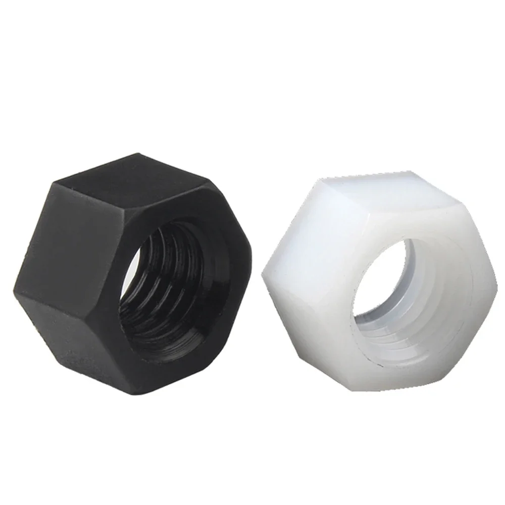 5-50Pcs M2 M2.5 M3 M4 M5 M6 M8 M10 M12 M14 M16 M18 M20 Black or White Plastic Nylon Hexagon Nut