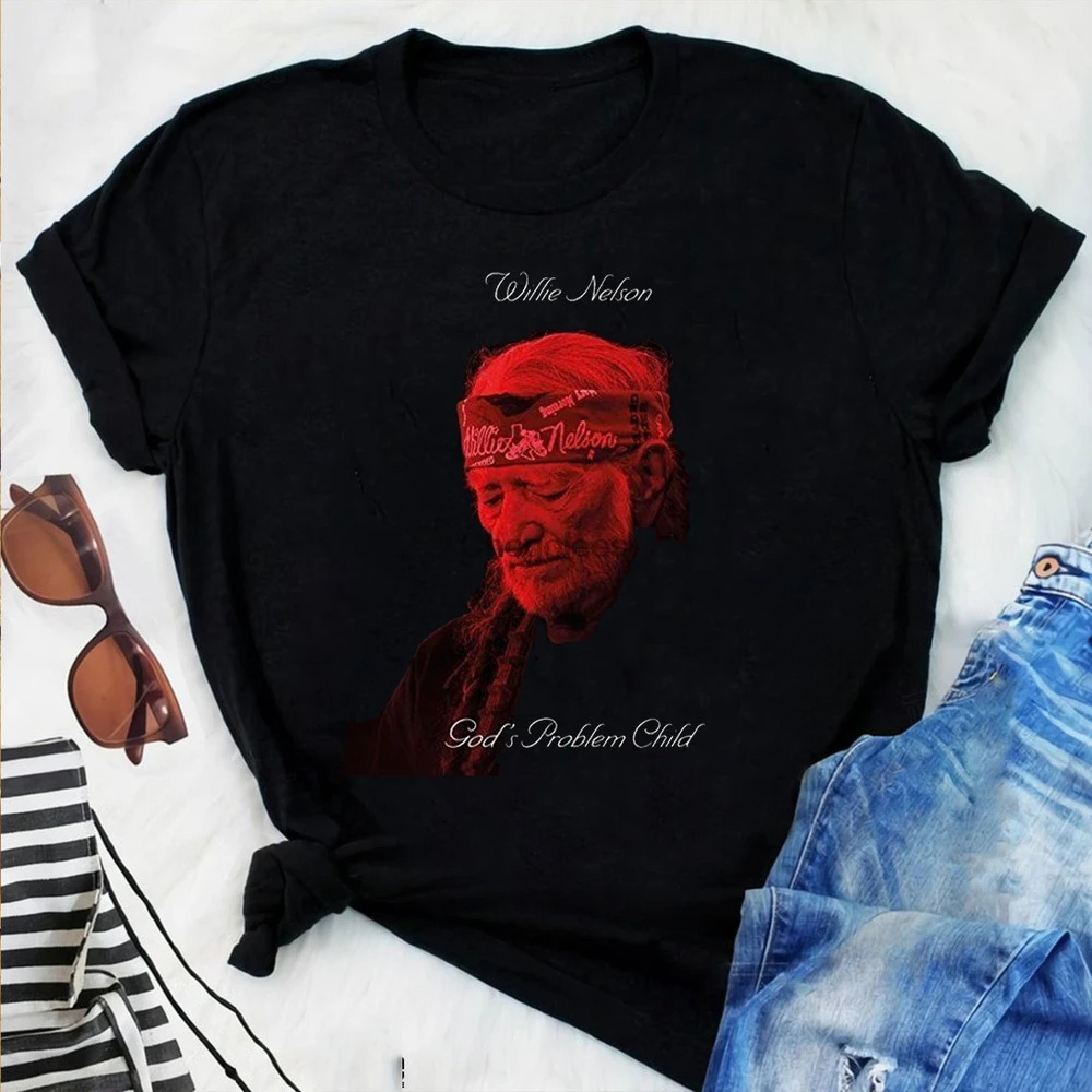 3XL Willie Nelson God's Problem Child Album Cover Men's Black T-Shirt Size S