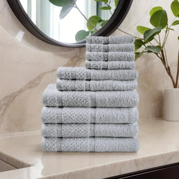 Deluxe 10-Piece Towel Set in White - Enhanced for Supreme Softness and Long-Lasting Durability 1