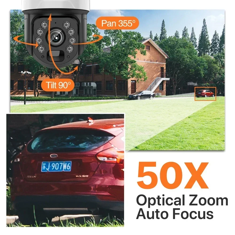 Tuya 5MP 50X Zoom Wifi PTZ IP Security Camera Auto Tracking Outdoor Smart Life Color Night Vision CCTV Video Surveillance Camera