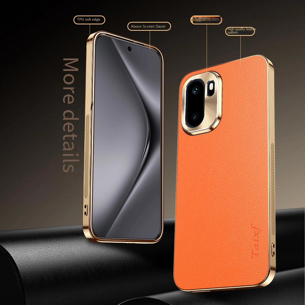 Elegant Luxury PU Leather Phone Case with Alloy Lens Frame & Electroplated Shockproof Back Cover