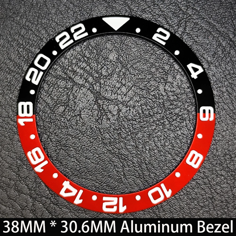 Elegant Blue Luminous Bezel GMT and Diving Watch Insert, Sloping 38mm x 30.6mm Ceramic/Aluminum