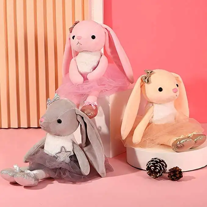 Soft Stuffed Animal Cute Long Ear Bunny Plush Doll Toys Kawaii Ballet Rabbit Plush Toy for Kids Baby Sleeping Plushie Pillow Toy 2