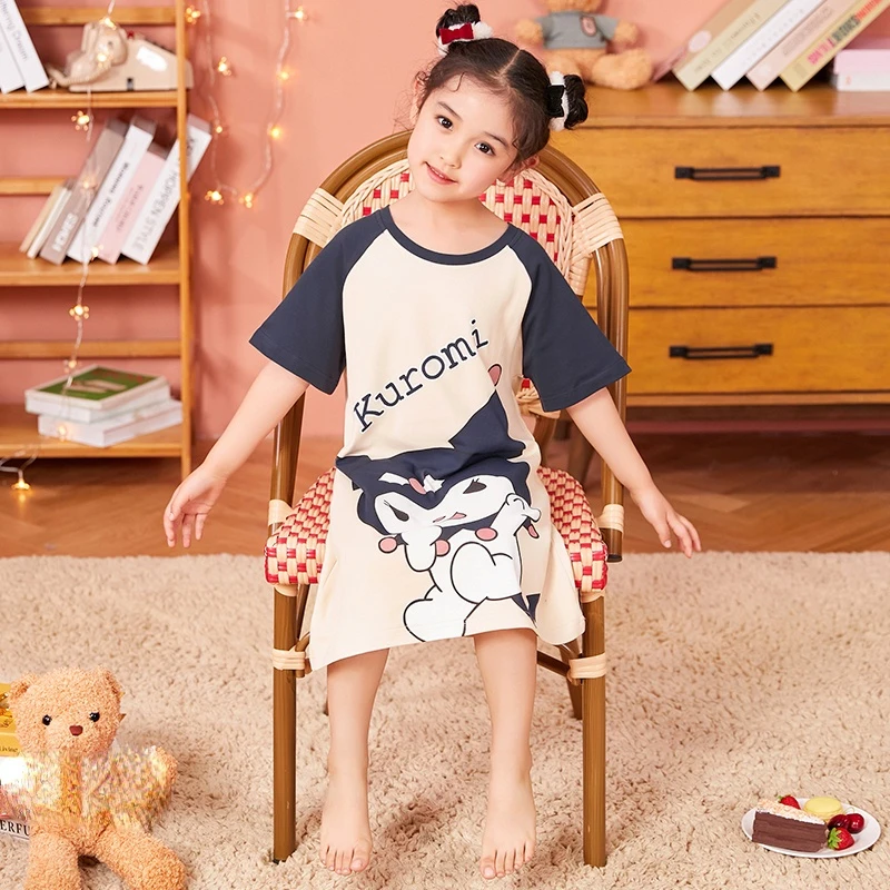 cheap plus size pajama sets Children's Summer Spring Girls Princess Nightdress Baby Girl Cartoon Pajamas Girl Nightgowns Short Sleeve Cotton Dress Homewear cotton short pajama sets Sleepwear & Robes