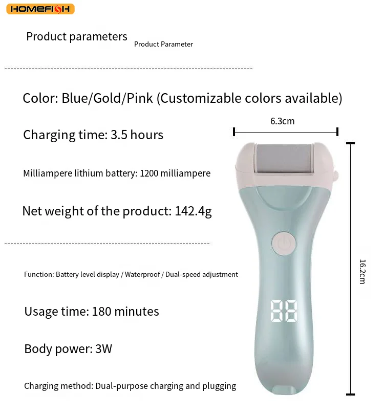 Electric Foot File Rechargeable Callus Remover With Power Display_voghion.com