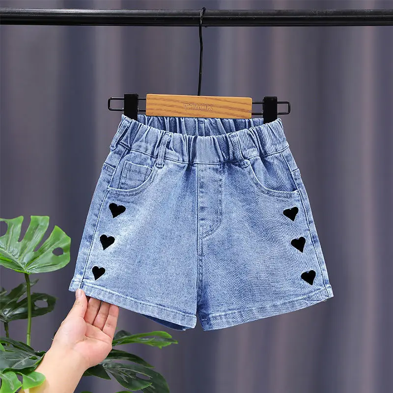 Jeans Estivi Per Ragazze Jeans Corti Per Ragazze Con Motivo A Cuore Jeans Per Bambini Più Nuovi Vestiti Per Bambini In Stile Casual 4 6 8 10 12 14 Ann