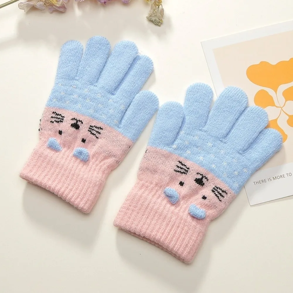 3- 10Years Old Cute Warm Kids Winter Gloves Windproof Coldproof Children Mittens Soft Candy Color Knitted Gloves Toddler
