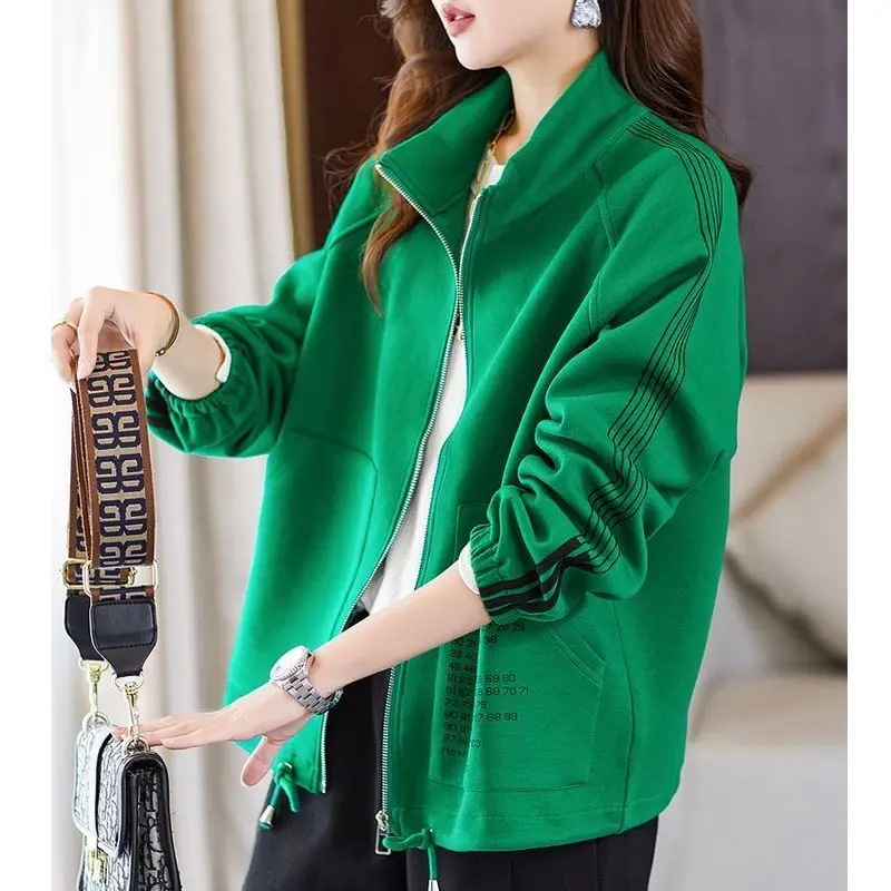 

Fashion Printed Spliced Pockets Zipper Shirring Jackets Women's Clothing 2023 Autumn Winter Loose Commuter Tops Casual Coats