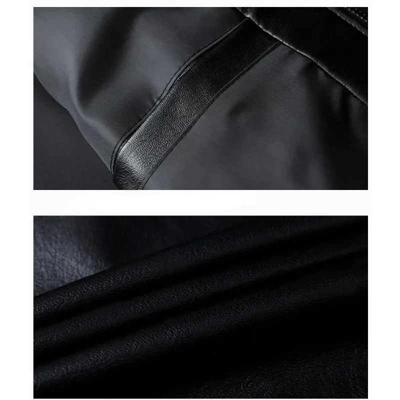 Big Size Leather Jacket Men Windproof Bomber Business Clothing Motorcycle Zipper Slim Coat PU Coats