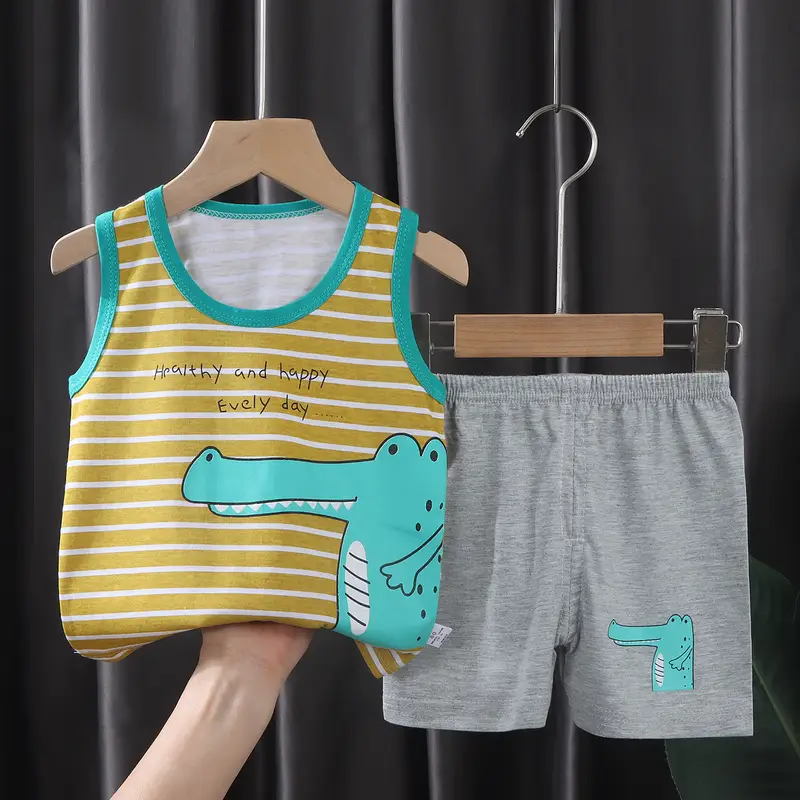 2PCS Children Sets Kids Clothes Vest Suit  Summer Children Clothing baby Cotton T-Shirts Shorts Tank Top  Boys Girls Sleeveless - Image 8