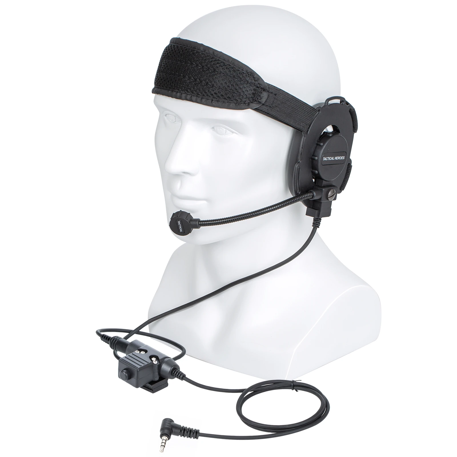 HD03 Tactical Bowman Elite II Headset Microphone with U94 PTT Adapter  For YAESU For VERTEX VX-5R VX-3R walkie talkie Radio
