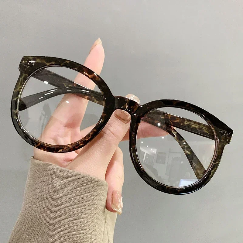Stylish Fashion Reading Glasses for Women Men Round Frame Anti-blue Light Far Sight Eyeglasses Oversized Prescription Glasses 4