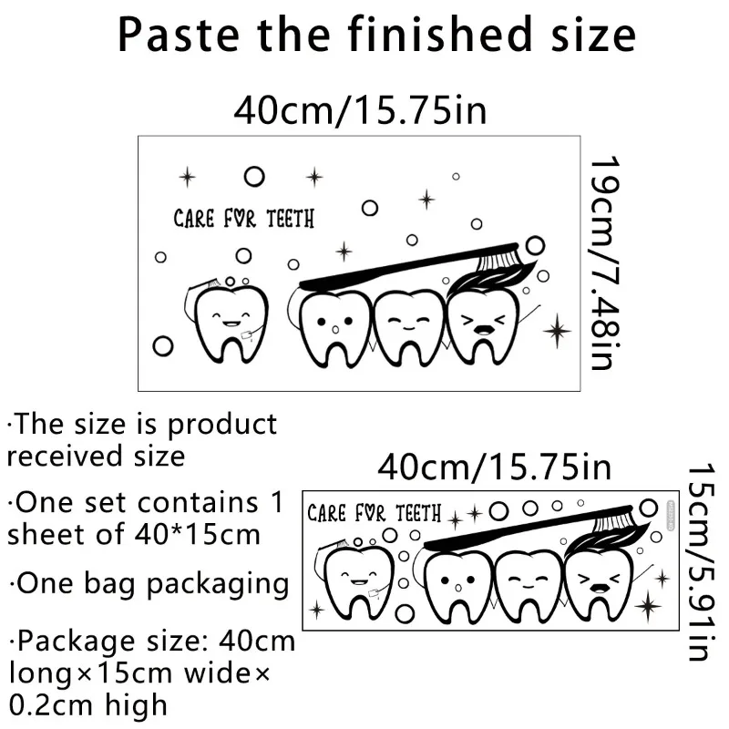 Brush Teeth Vinyl Wall Sticker Bathroom Waterproof Decals Dentist Clinic Art Mural