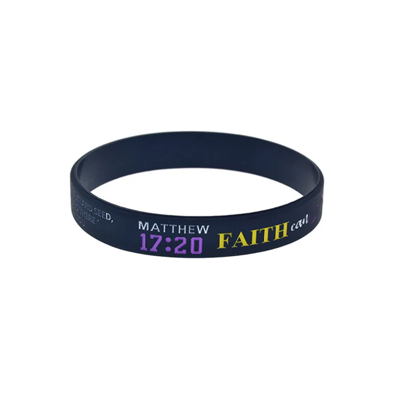 1 Pc Matt 1720 Faith Can Move Mountains Bracciale In Silicone Bracciali In Gomma Di Gesù