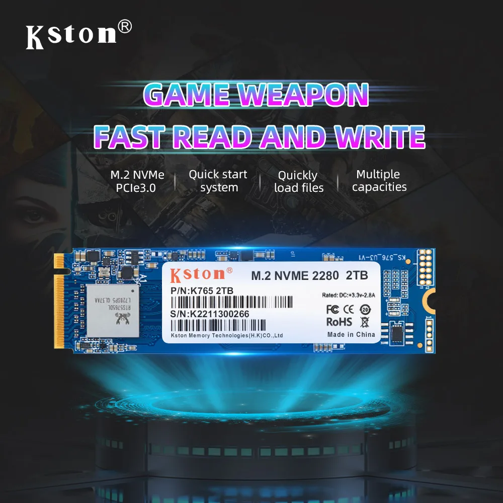 kston-ラップトップおよびpc用の内部ソリッドステートドライブ、ssd、nvme、m2、512gb、256gb、500gb、1テラバイト、m2-2280、pcieハードディスク