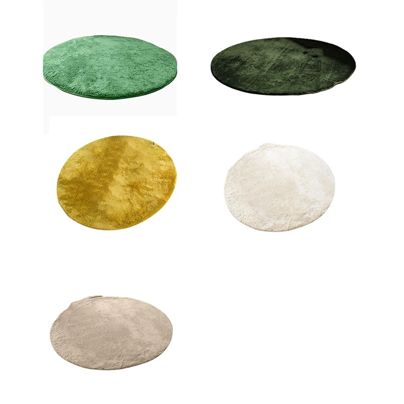 

Pure Color Silk Wool Carpet Round Floor Mats Living Room Bedroom Coffee Table Bedside Carpet Fresh Pet Mat