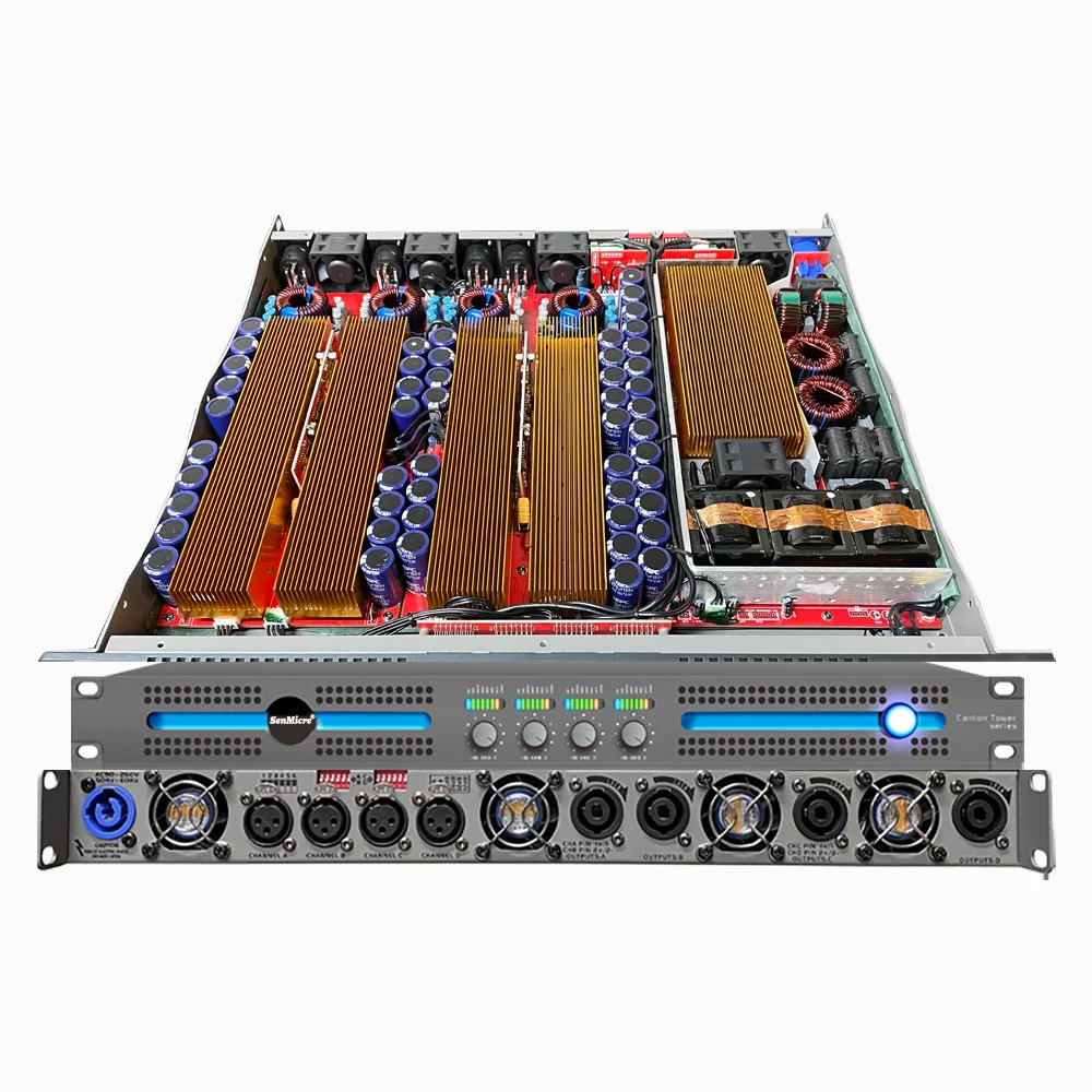 SenMicre CT4.20 전문 디지털 파워 앰프 4채널 4X2000W 8옴 1U 라인 어레이 스피커 앰프 DJ 서브우퍼 앰프
