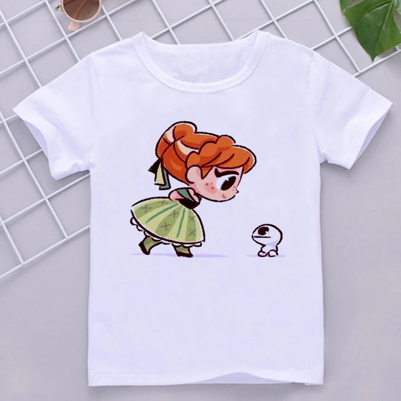 Disney Child Mermaid Princess Kawaii Printed T-shirt Baby Girl Soft Cartoon Clothing Cute Graphic Tops Kids Funny Tees Dropship