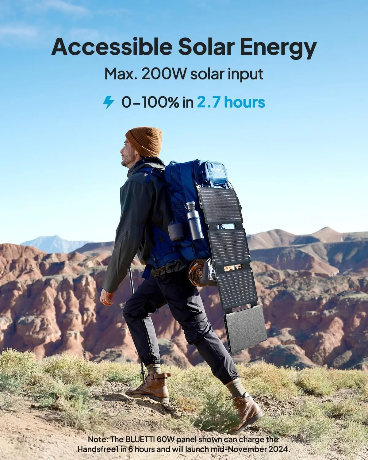 [US Stock] BLUETTI Handsfree 1 Solar Backpack Power Station, 268.8Wh 300W LiFePO4 Solar Generator, for Hiking, Travel 6