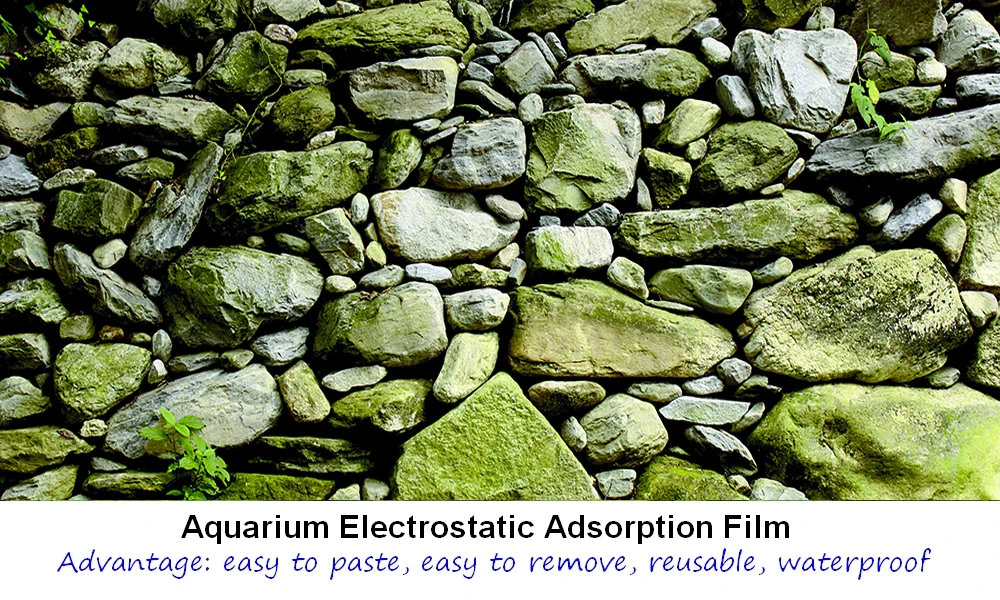 thumbnail image 1 of Póster de fondo de acuario grande de tamaño personalizado, película de adsorción electrostática de PVC con piedra de musgo HD, pegatina decorativa para imagen de pecera, 1 of 5