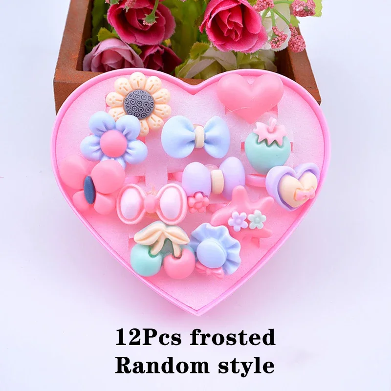 12/24/36/Pcs/Set Kids Jewelry Girl Makeup Rings Toy Flower Bow Pretend Play Princess Kids Girl Rings Decor Gifts,makeup toy,princess pretend toys,cosmetics set,princess rings