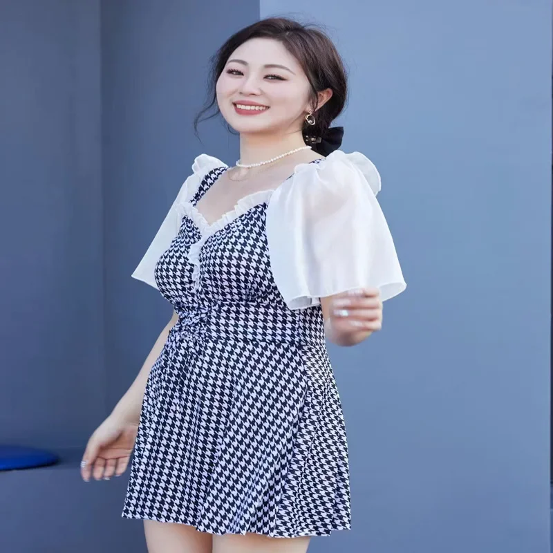 

Summer Women Print Beachwear 2023 New Plus Size Swimsuit Female Backless Sling Bathing Suit Female High Waist One Piece Tankini