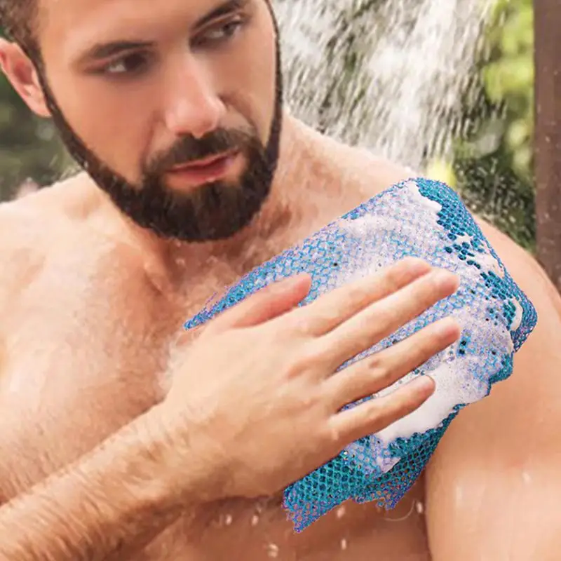 Colorful Bath Sponges For Shower Washcloth Body Exfoliator Shower Accessories Long Net Shower Body Scrubber African Scrubbing