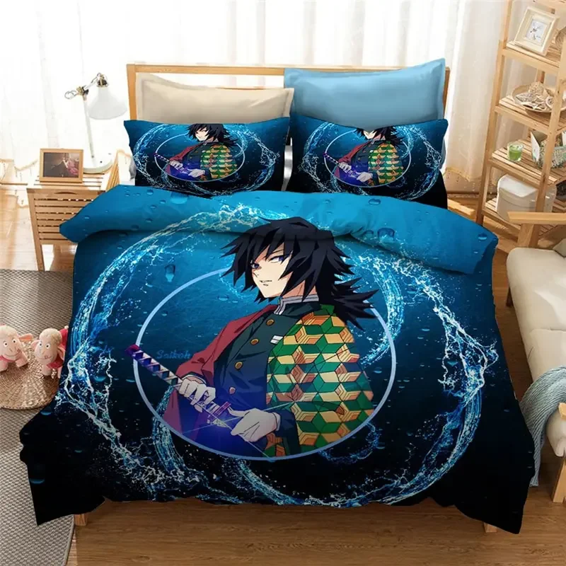 Anime Demon Slayer Duvet Cover Pillowcase 3D Printed Bedding Set Double Twin Full Queen King Adult Kids Bedclothes Quilt Cover 4