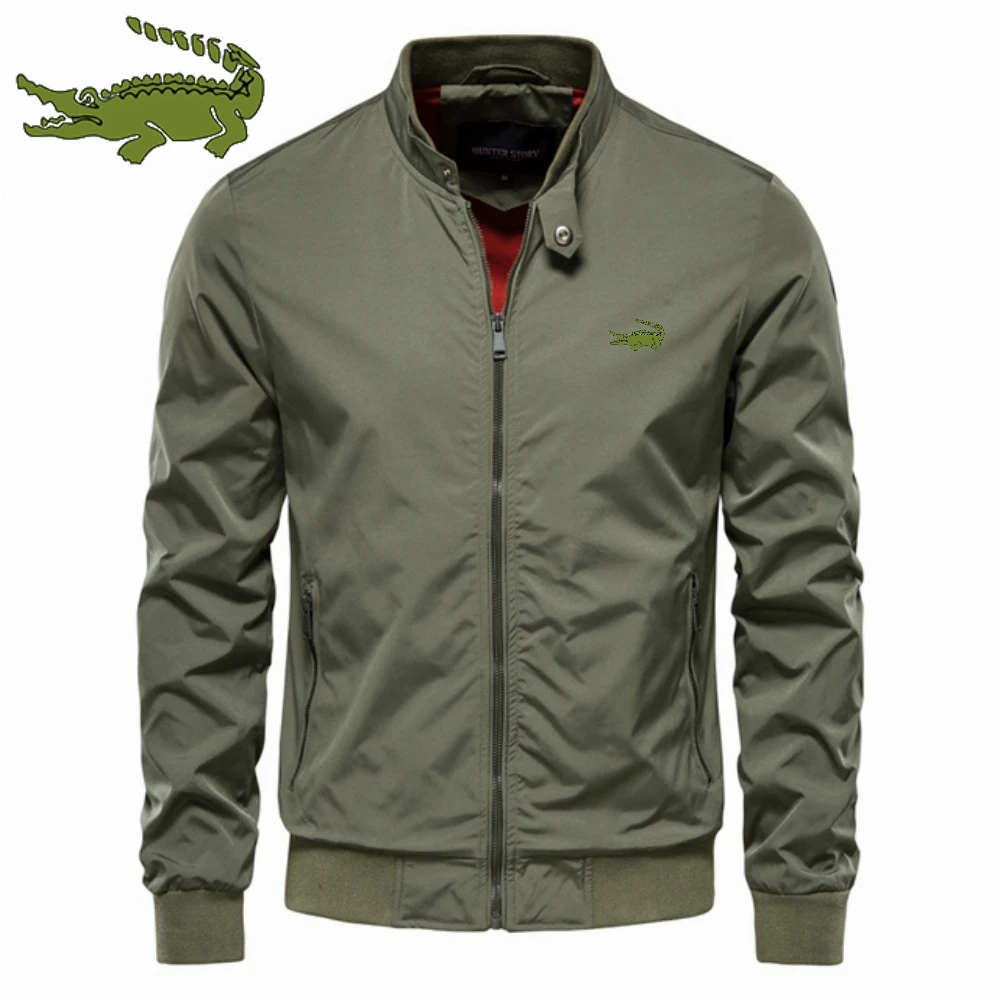 

Мужская куртка с вышивкой, Повседневная модная бейсбольная куртка с воротником-стойкой, приталенный силуэт, на осень