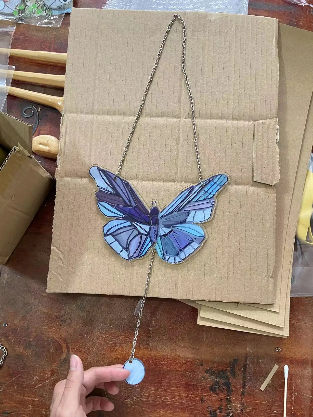 Acrylic Sun Catcher Colorful Butterfly Rainbow Catcher Hangable Wind Chime Window Pendant Garden Decoration Outdoor 4