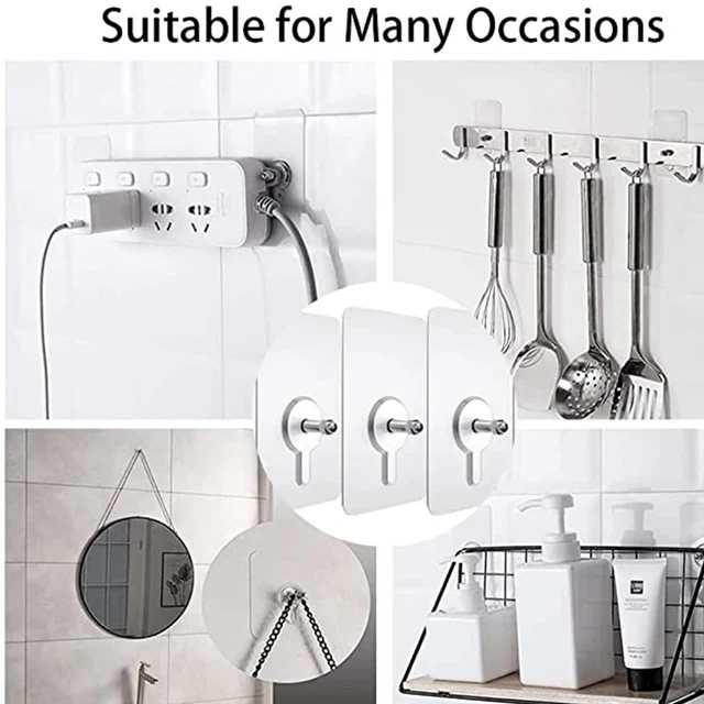 Autocollants à vis sans poinçon, crochet mural sans marquage, image Invisible sans trace, crochet de suspension pour cuisine et salle de bains, 10 pièces 3
